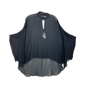 NWT NOS Teri Jon Ricki Freeman Silk Chiffon Crepe Boxy Drape Tunic Top Lagenlook